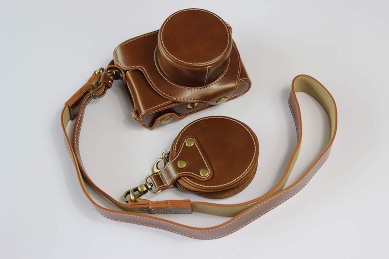 BolinUS Leica D-Lux 7 Case, BolinUS Handmade PU Leather Fullbody Camera Case Bag Cover for Leica D-Lux 7 Bottom Opening Version + Neck Strap + Mini Storage Bag (Brown) - Image 1